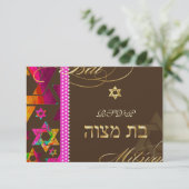 Pix Dezines uAwg Psychedelic Stars, Bat Mitzvah Einladung (Stehend Vorderseite)