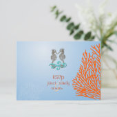 Pix Dezines uAwg Seepferd, Party am Strand RSVP Karte (Stehend Vorderseite)