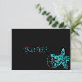 Pix Dezines uAwg Starfish/Beach Hochzeiten RSVP Karte (Stehend Vorderseite)
