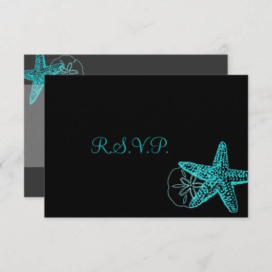 Pix Dezines uAwg Starfish/Beach Hochzeiten RSVP Karte (Vorne/Hinten)