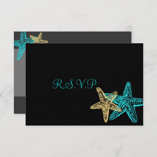 Pix Dezines uAwg Starfish/Beach Hochzeiten RSVP Karte (Vorne/Hinten)