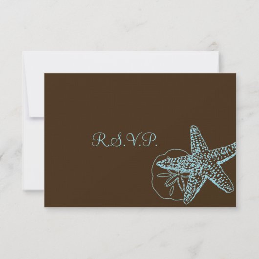 Pix Dezines uAwg Starfish/Beach Hochzeiten RSVP Karte (Vorderseite)