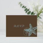 Pix Dezines uAwg Starfish/Beach Hochzeiten RSVP Karte (Stehend Vorderseite)