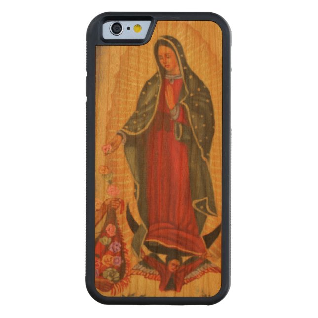 Pix Dezines unsere Lady von Guadalupe Carved Wood iPhone Hülle (Rückseite)