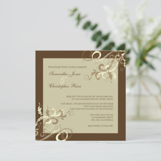 Pix Dezines VANILLA WIRBEL/CAFE AU LAIT Einladung (Stehend Vorderseite)