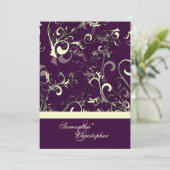 Pix Dezines Vanilla Wirbel/DIY Dunkler Lila Becker Einladung (Stehend Vorderseite)