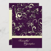 Pix Dezines Vanilla Wirbel/DIY Dunkler Lila Becker Einladung (Vorne/Hinten)