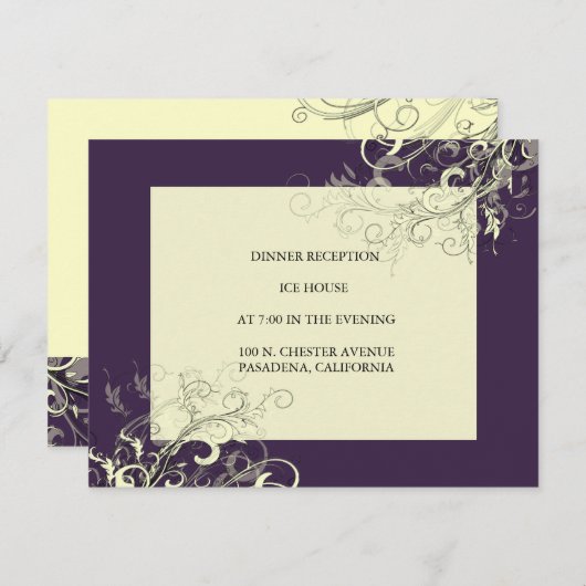 Pix Dezines Vanilla Wirbel/DIY Dunkler Lila Becker Einladung (Vorne/Hinten)