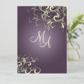 Pix Dezines Vanilla Wirbel/DIY Dunkler Lila Becker Einladung (Stehend Vorderseite)