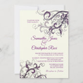 Pix Dezines VANILLA WIRBEL/DIY FARBE, DARK LILA Einladung (Rückseite)