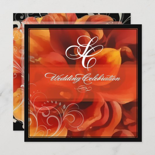 Pix Dezines verbrannte Orangenlilie Einladung (Vorne/Hinten)