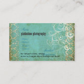 Pix Dezines Vintag Grunge Damask / Aqua Visitenkarte (Rückseite)