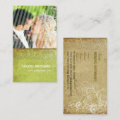 Pix Dezines Vintag Grunge Damask / Grün Visitenkarte (Vorne/Hinten)