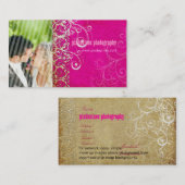 Pix Dezines Vintag Grunge Damask / Hot Pink Visitenkarte (Vorne/Hinten)