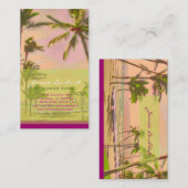 Pix Dezines Vintag Hawaiian Beach Scene/Magenta Visitenkarte (Vorne/Hinten)