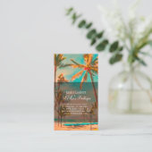 Pix Dezines Vintag Hawaiian Beach Scene Visitenkarte (Stehend Vorderseite)