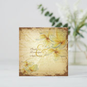 Pix Dezines Vintag Plumeria Einladung (Stehend Vorderseite)