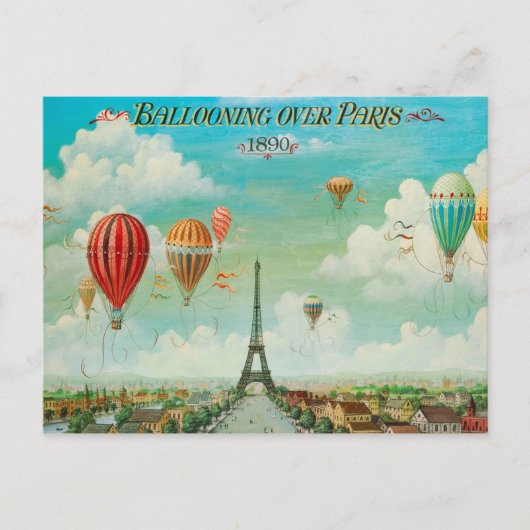 Pix Dezines Vintage Ballons über Paris Postkarte (Vorderseite)