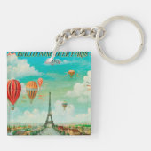 Pix Dezines Vintage Ballons über Paris Schlüsselanhänger (Rückseite)