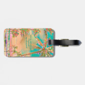 Pix Dezines Vintage hawaiianische Strandszene/aqua Gepäckanhänger (Rückseite horizontal)