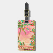 Pix Dezines Vintage hawaiianische Strandszene/Pink Gepäckanhänger (Vorderseite vertikal)