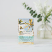 Pix Dezines Vintage hawaiianische Strandszene Visitenkarte (Stehend Vorderseite)