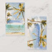 Pix Dezines Vintage hawaiianische Strandszene Visitenkarte (Vorne/Hinten)