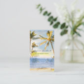 Pix Dezines Vintage hawaiianische Strandszene Visitenkarte (Stehend Vorderseite)