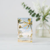Pix Dezines Vintage hawaiianische Strandszene Visitenkarte (Stehend Vorderseite)