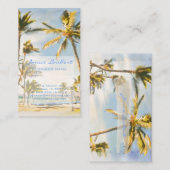 Pix Dezines Vintage hawaiianische Strandszene Visitenkarte (Vorne/Hinten)