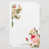 Pix Dezines Vintage Rose/Botanische Kunst Briefpapier (Vorne/Hinten)