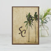 Pix Dezines Vintage Zwillingspalmen Einladung (Stehend Vorderseite)