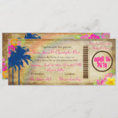 Pix Dezines Vintager Boarding Pass/Twin Palms Einladung (Vorne/Hinten)