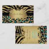 Pix Dezines Vintager Zebra+Leopard Visitenkarte (Vorne/Hinten)