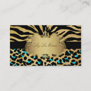 Pix Dezines Vintager Zebra+Leopard Visitenkarte