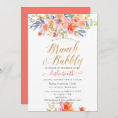 Pix Dezines Wasserfarbe, Gartengarten Rose Bubbly Einladung (Vorne/Hinten)