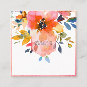 Pix Dezines Watercolor Blume Garten Rose Quadratische Visitenkarte
