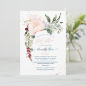 Pix Dezines Watercolor Delicate Rose Bat Mitzvah Einladung (Stehend Vorderseite)