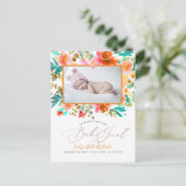 Pix Dezines Watercolor Garden Rose Baby Girl Postkarte (Stehend Vorderseite)