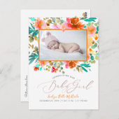 Pix Dezines Watercolor Garden Rose Baby Girl Postkarte (Vorne/Hinten)