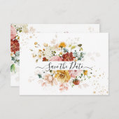 Pix Dezines Watercolor Herbstgarten Blume Save The Date (Vorne/Hinten)