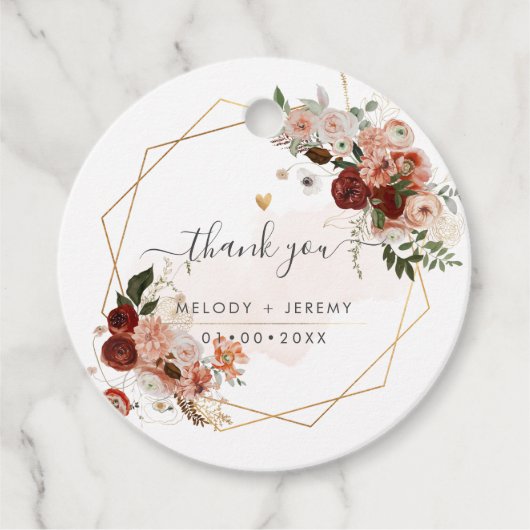 Pix Dezines Watercolor Marsala Liebe Roter Herbst Geschenkanhänger (Vorderseite)