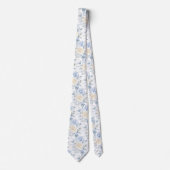 Pix Dezines Watercolor Rose Blaue Creme Neck Tie Krawatte (Vorderseite)