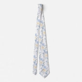 Pix Dezines Watercolor Rose Blaue Creme Neck Tie Krawatte (Rückseite)