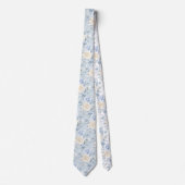 Pix Dezines Watercolor Rose Blaue Creme Neck Tie Krawatte (Vorderseite)