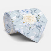 Pix Dezines Watercolor Rose Blaue Creme Neck Tie Krawatte (Gerollt)