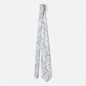 Pix Dezines Watercolor Rose Blaue Creme Neck Tie Krawatte (Rückseite)