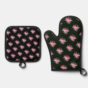 Pix Dezines Watercolor Sommergarten Rose Ofenhandschuh & Topflappen-Set