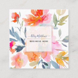 Pix Dezines Watercolor Sommergarten Rose Quadratische Visitenkarte