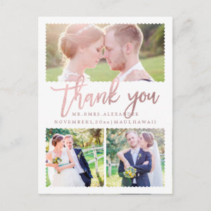 Pix Dezines Wedding Vielen Dank/Imitats Rose Gold  Postkarte